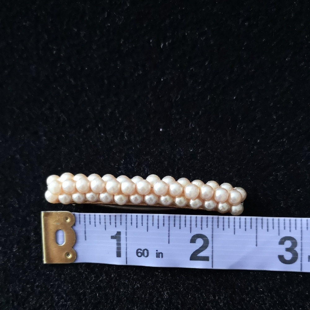 Elegant Vintage Possibly Antique "Pearl" & Gold-tone Hair Clip Estate Jewelry